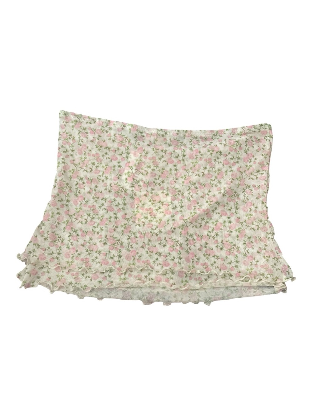 See You Monday pink floral tube top with ruffle hem, size XL - Picture 2 of 3